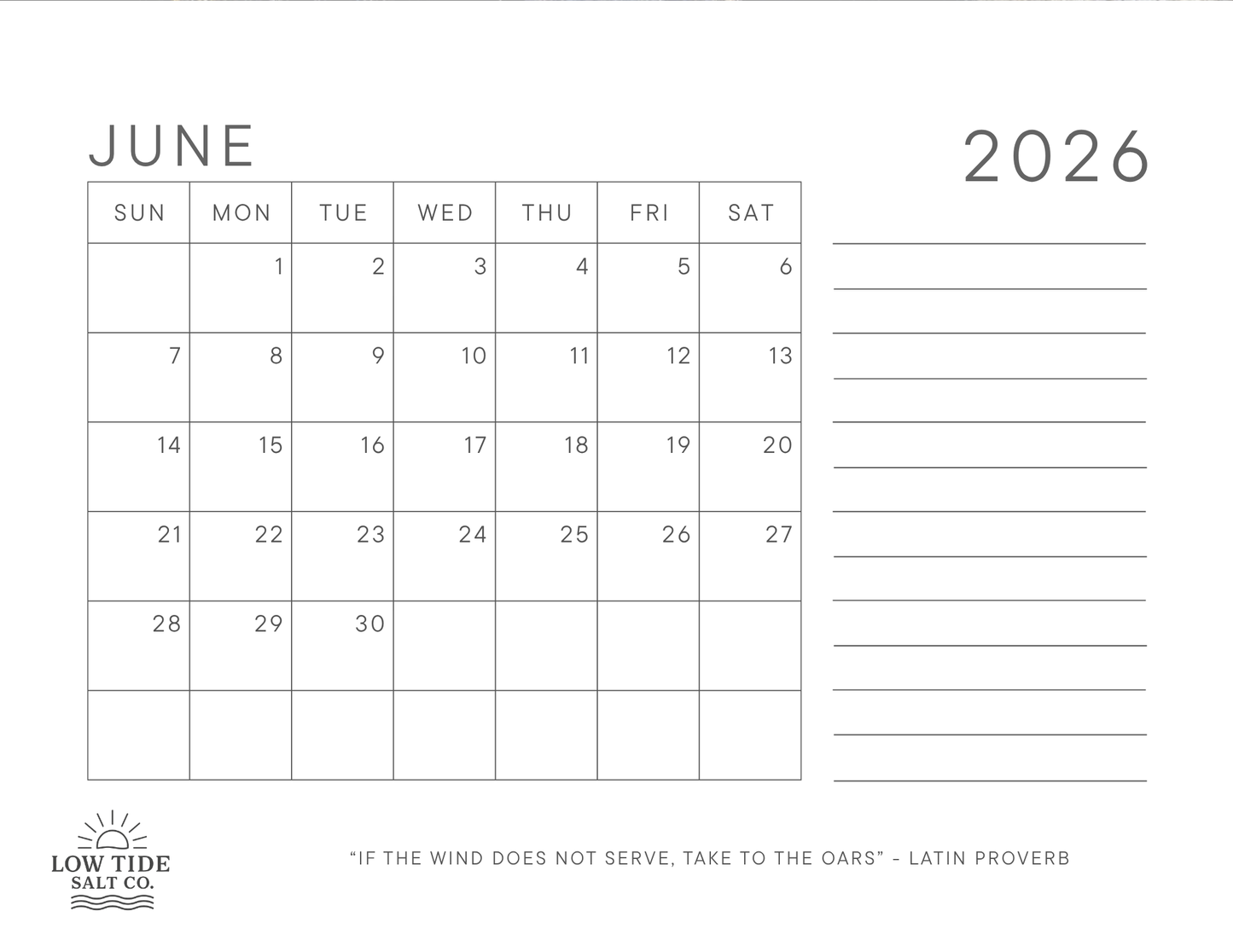 2026 Oregon Ocean Calendar